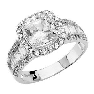 14 KT White Gold CZ Engagement Ring